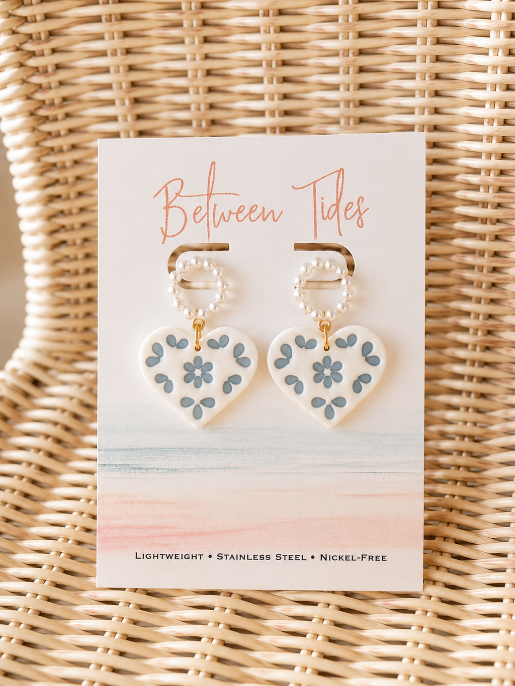 Floral Tile Heart Earrings