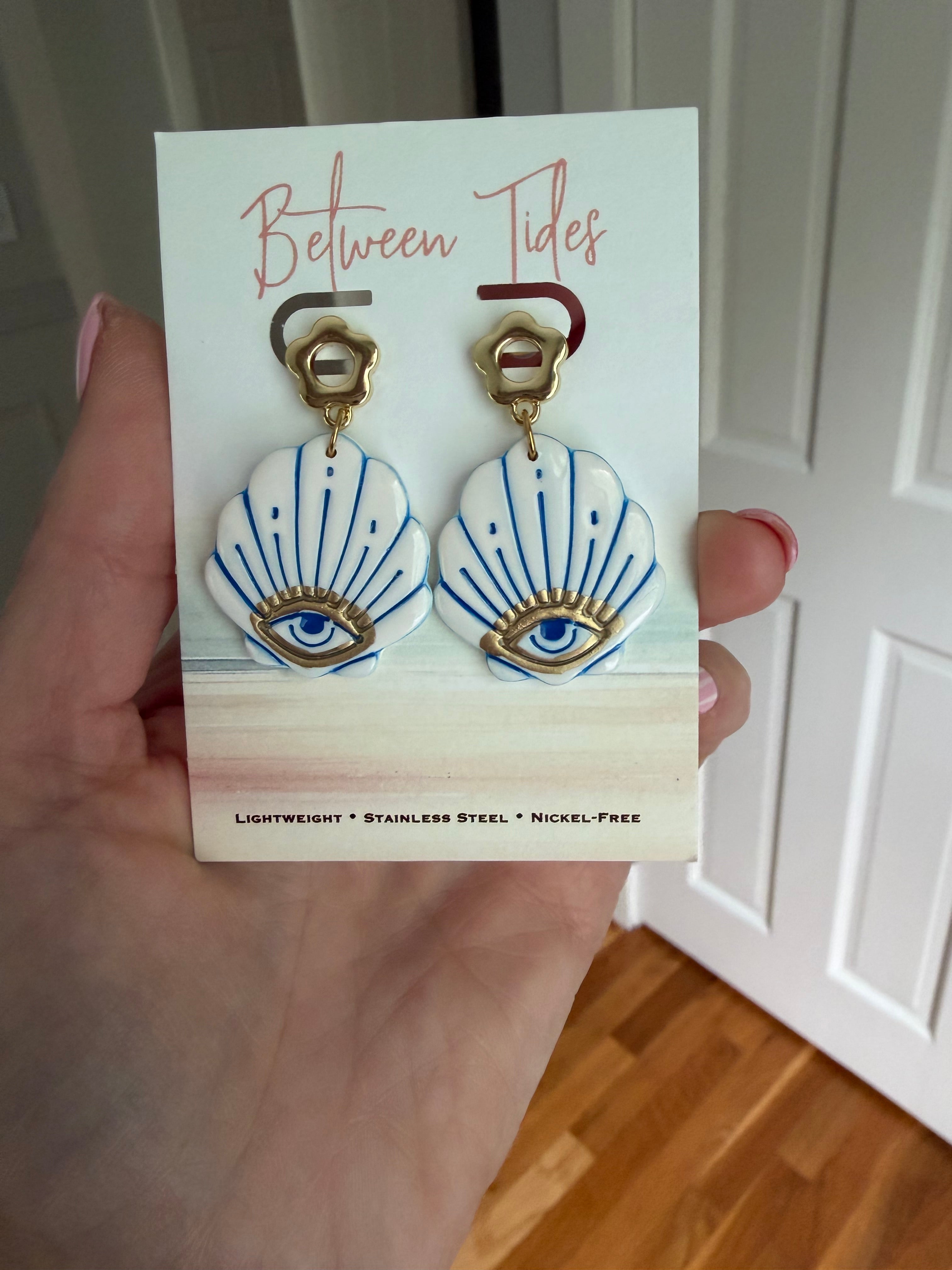 Shore Thing Evil Eye Earrings in Blue