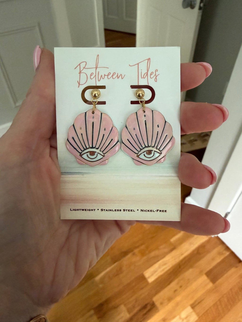 Shore Thing Evil Eye Earrings in Pink