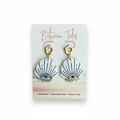 Evil Eye Shell Earrings - Blue